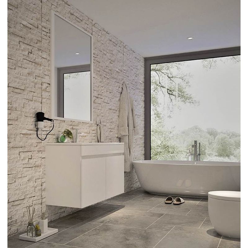 005333 - Cubierta para mueble bajo lavabo con puerta y 3 cajones CLASSIC  Blanco Brillo 