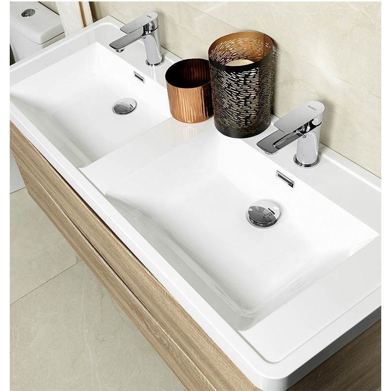 Mueble para baño de 2 puertas fabricado en melamina y plástico ABS color  roble artesano Topeshop