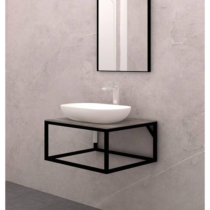 Mueble de baño Acero Gaia negro 60 cm con bacha y tapa de vidrio