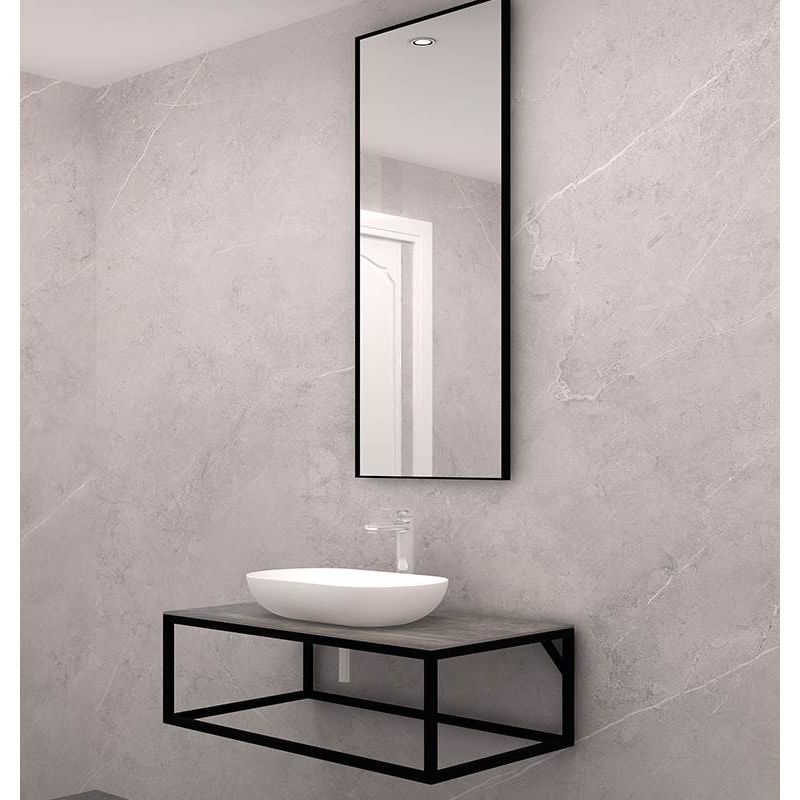 Mueble de baño Acero Gaia negro 60 cm con bacha y tapa de vidrio