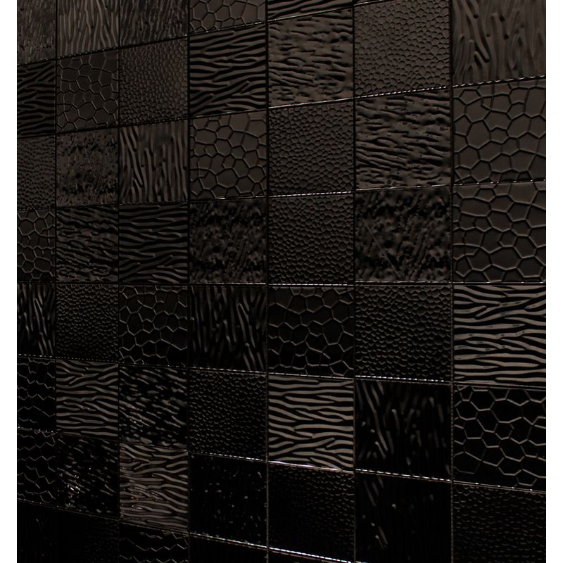 Creation Core - Cenefa autoadhesiva e impermeable para pared con diseño 3D  de mosaicos, 4.2 x 196.8 pulgadas, Negro