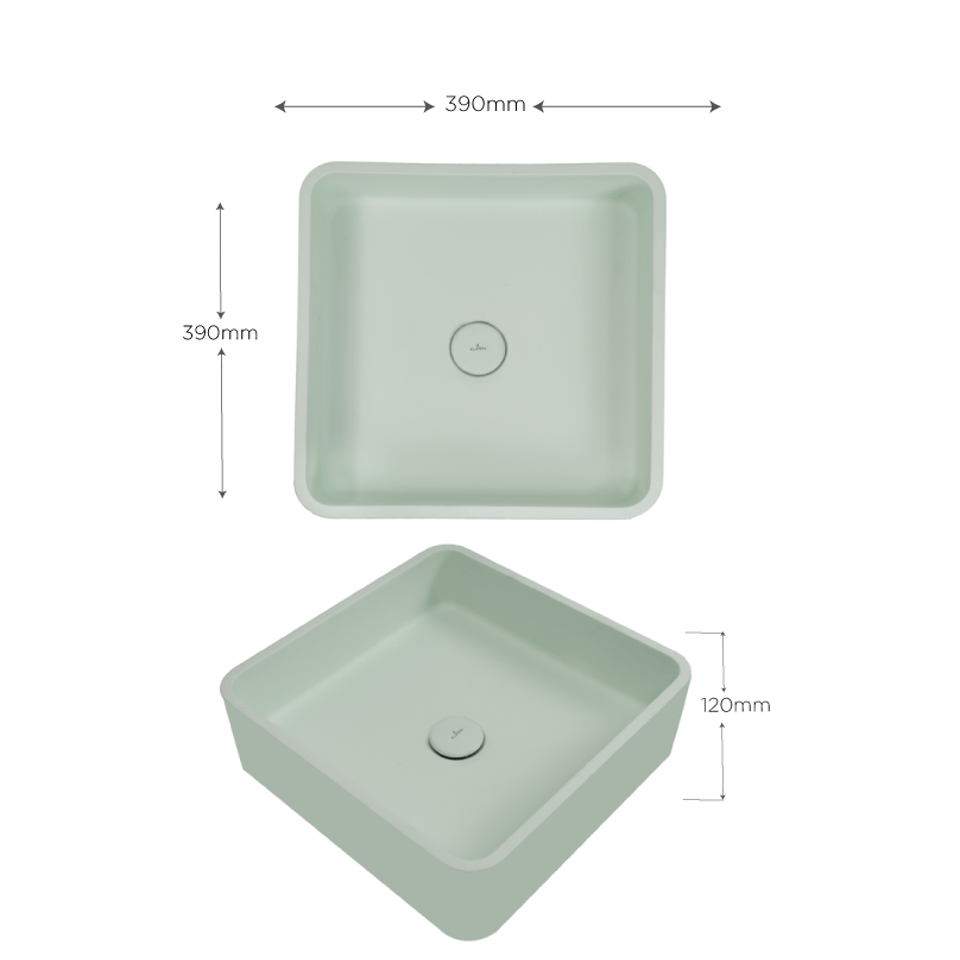 LAVAMANOS VESSEL 4EVER QUADRATTO MENTA - decorceramica