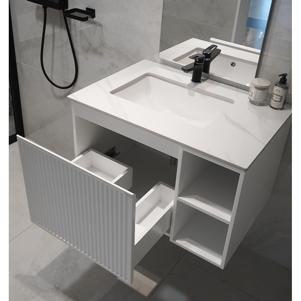 Mueble 80cm Milano Blanco Con Lavamanos - decorceramica